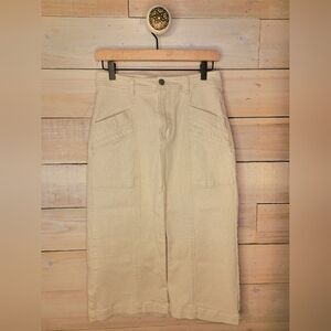 Habitual Midi Skirt Women's Size 4/27 Ivory Iridescent Pencil Denim